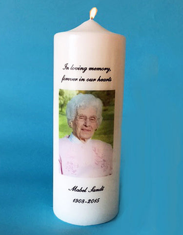 Personalized Memorial Candle with Photo, white or ivory